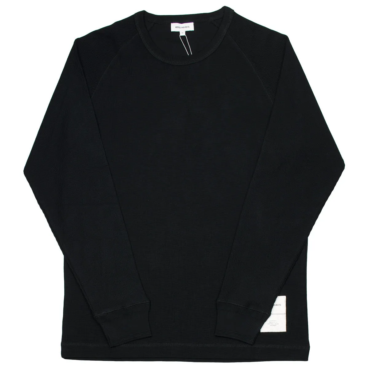 Norse Projects - Aske Tab Series Waffle LS T-shirt - Black