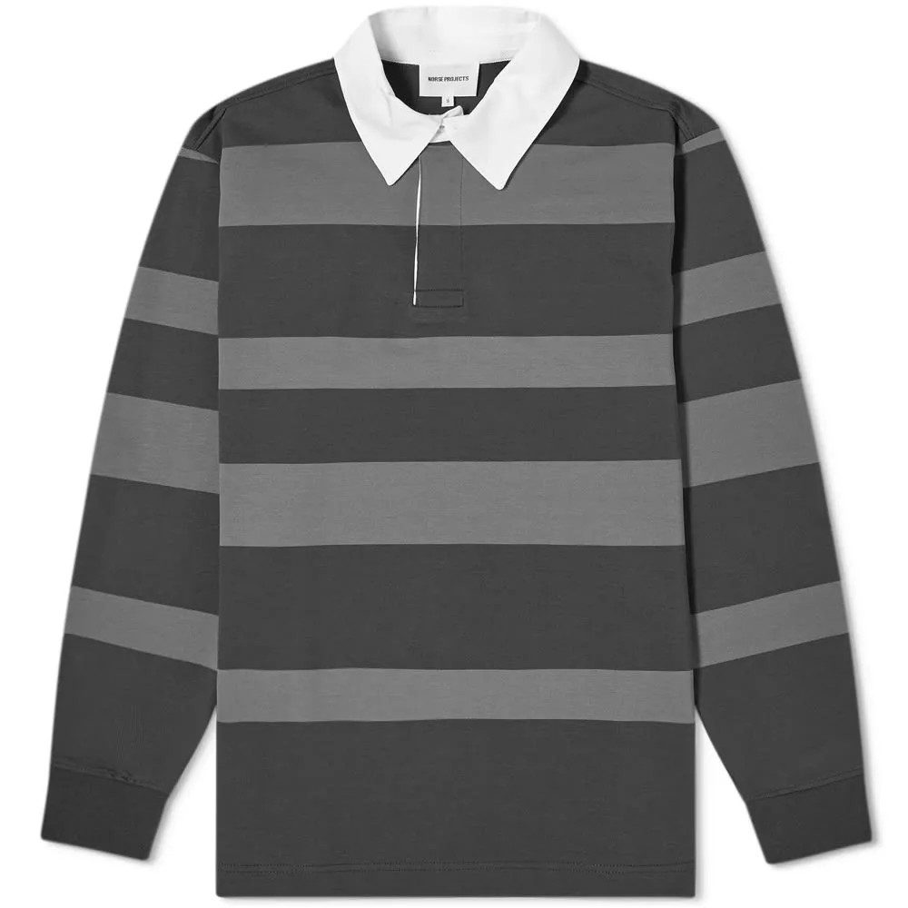 Norse Projects Ruben Striped Rugby TopMagnet Grey