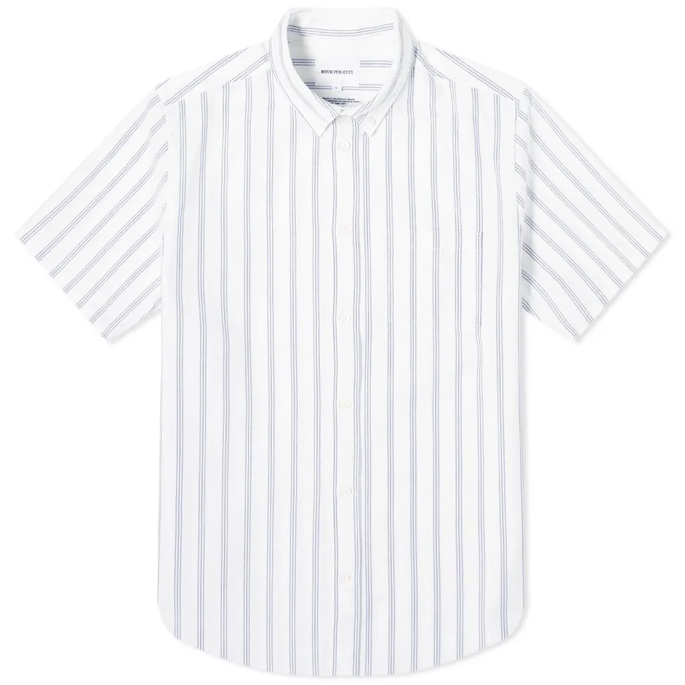 Norse Projects Short Sleeve Theo Oxford ShirtBlue Mix Stripe