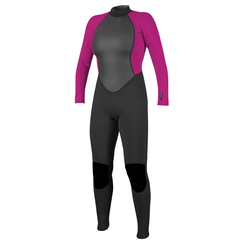 O Neill Reactor Womens 3-2mm Back Zip Wetsuit in Black/Berry