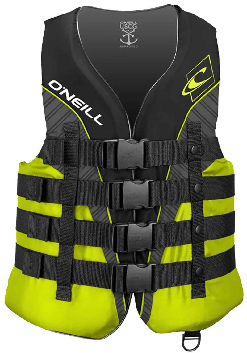 O Neill SuperLite 50N Adult Buoyancy Vest in Black-Lime-Smoke