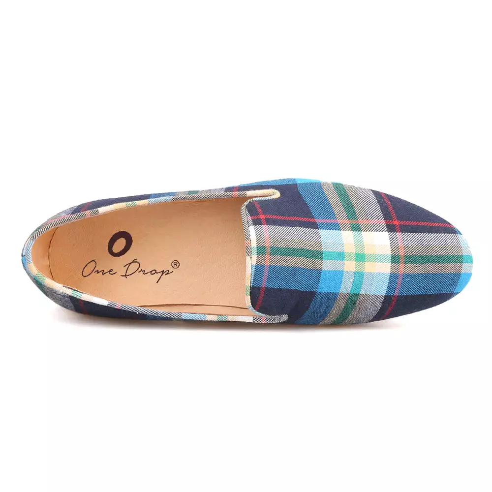 OneDrop Handmade Gingham Women Dress Shoes Summer Ballet Slip On Loafers