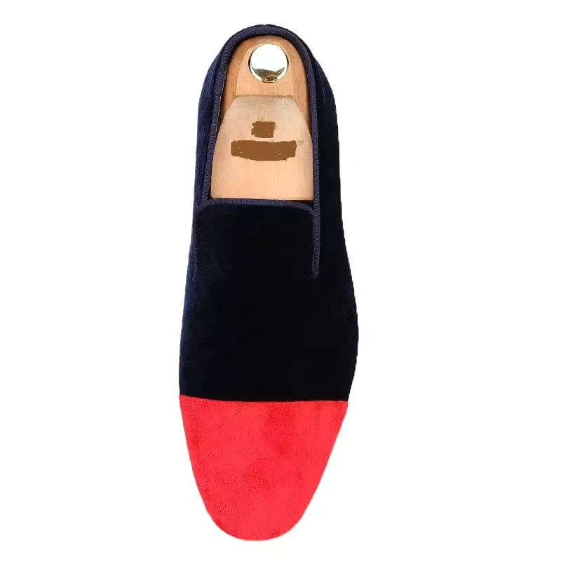 OneDrop Handmade Mixed Velvet Men Slip-On Moccasins Red Outsole Breathable Leather Insole Wedding Party Banquet Prom Loafers