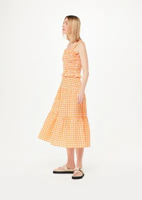 Orange Lilly Tiered Gingham Skirt