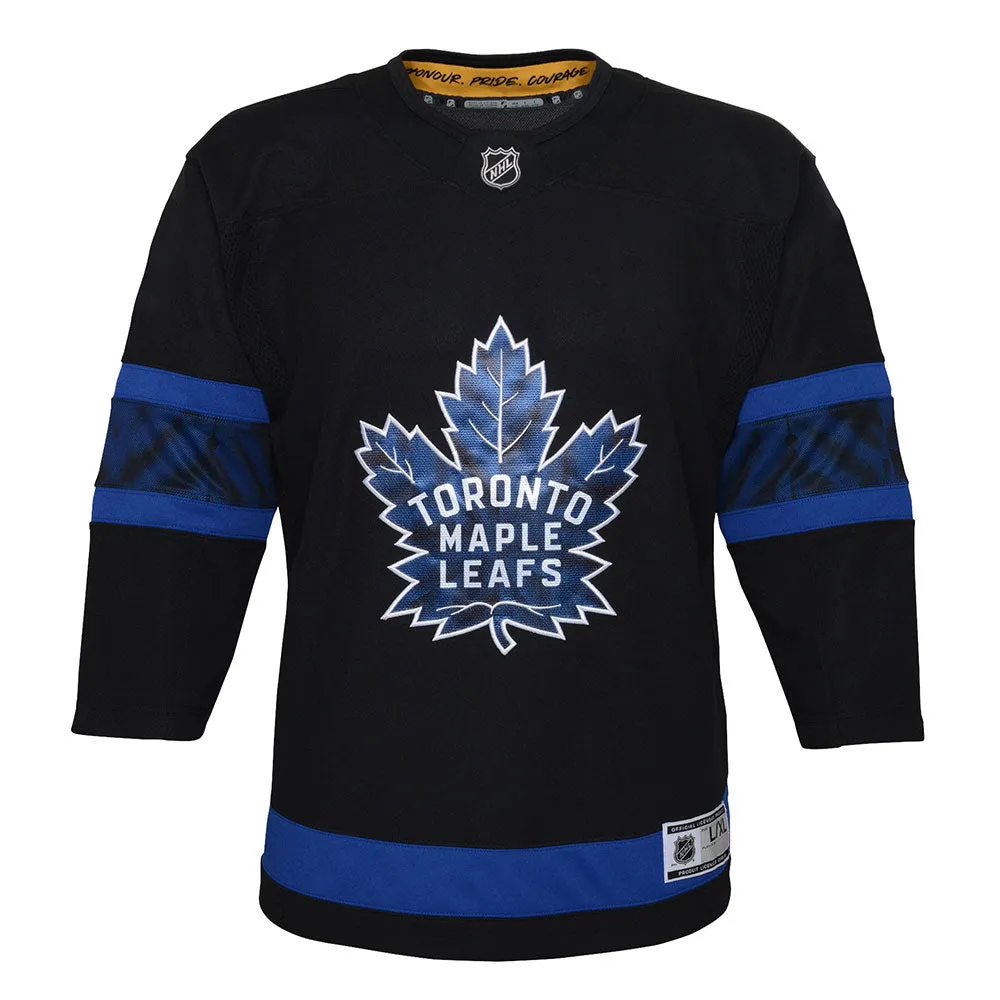 OUTERSTUFF TORONTO MAPLE LEAFS MITCH MARNER CHILDRENS BLACK THIRD JERSEY