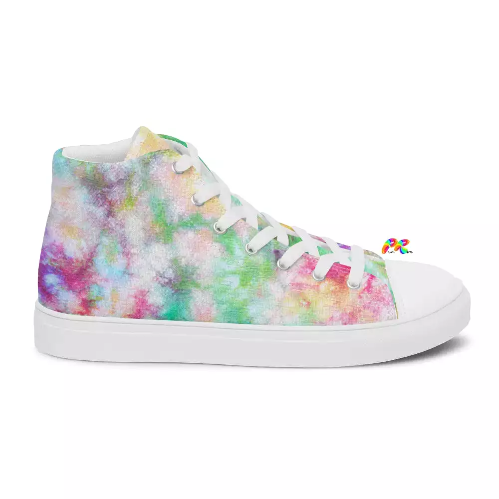 Pastel Tie Dye Women's High Top Canvas Shoes