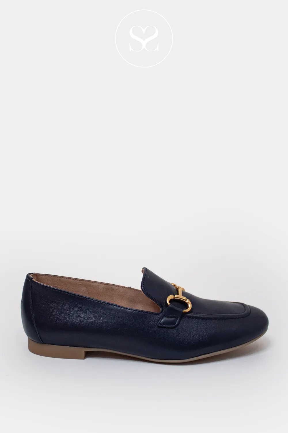 PAUL GREEN 2596 NAVY LEATHER LOAFERS