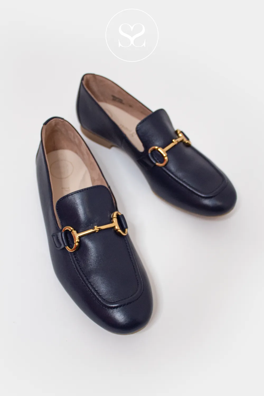 PAUL GREEN 2596 NAVY LEATHER LOAFERS