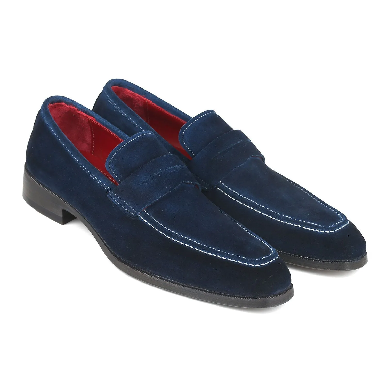 Paul Parkman 10SD21 Men's Shoes Navy Suede Leather Penny Loafers (PM6322)