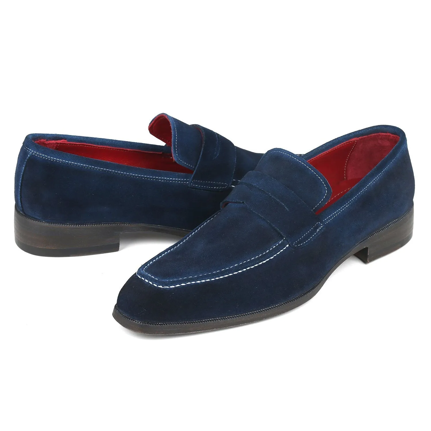 Paul Parkman 10SD21 Men's Shoes Navy Suede Leather Penny Loafers (PM6322)