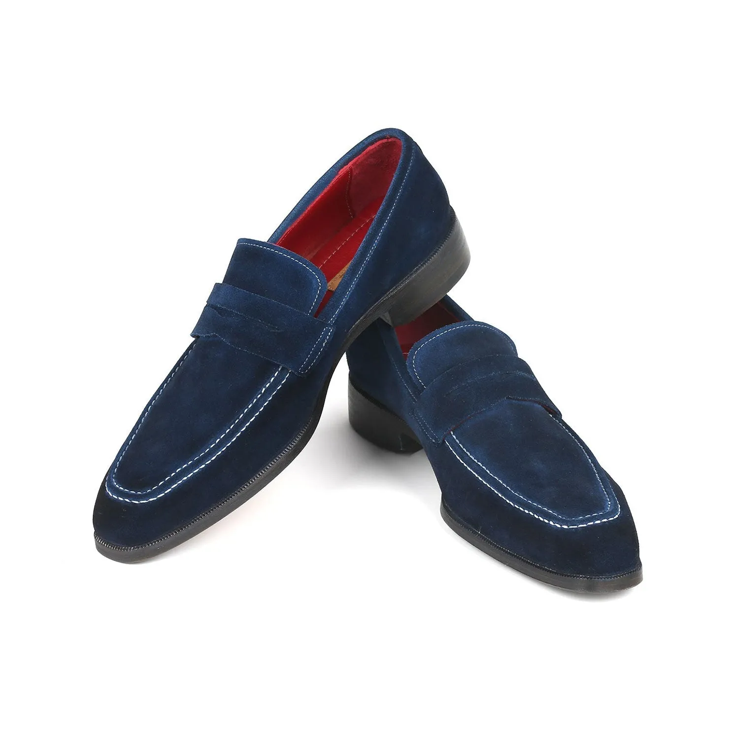 Paul Parkman 10SD21 Men's Shoes Navy Suede Leather Penny Loafers (PM6322)