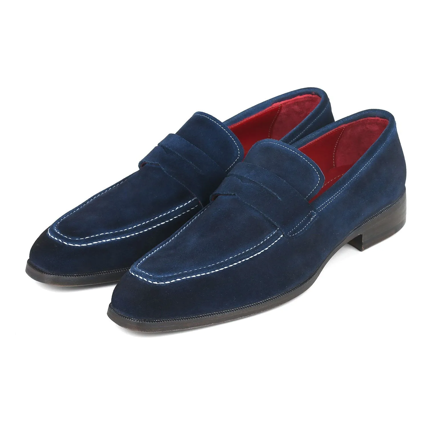 Paul Parkman 10SD21 Men's Shoes Navy Suede Leather Penny Loafers (PM6322)