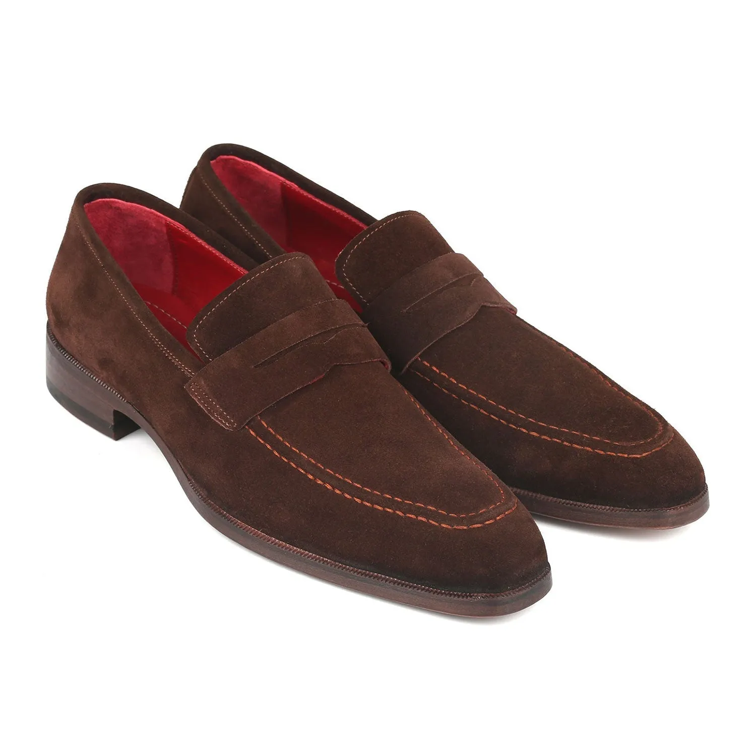 Paul Parkman 10SD83 Men's Shoes Brown Suede Leather Penny Loafers (PM6321)