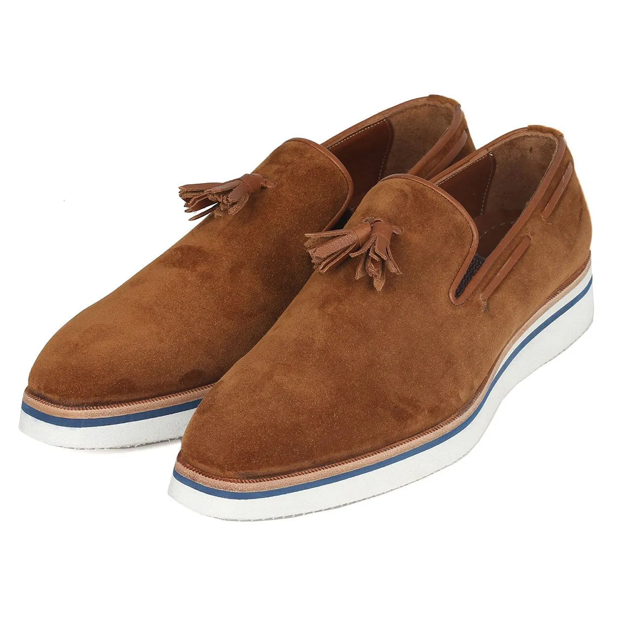 Paul Parkman 181-CML-SD Men's Shoes Camel Suede Leather Tassels Loafers (PM6301)