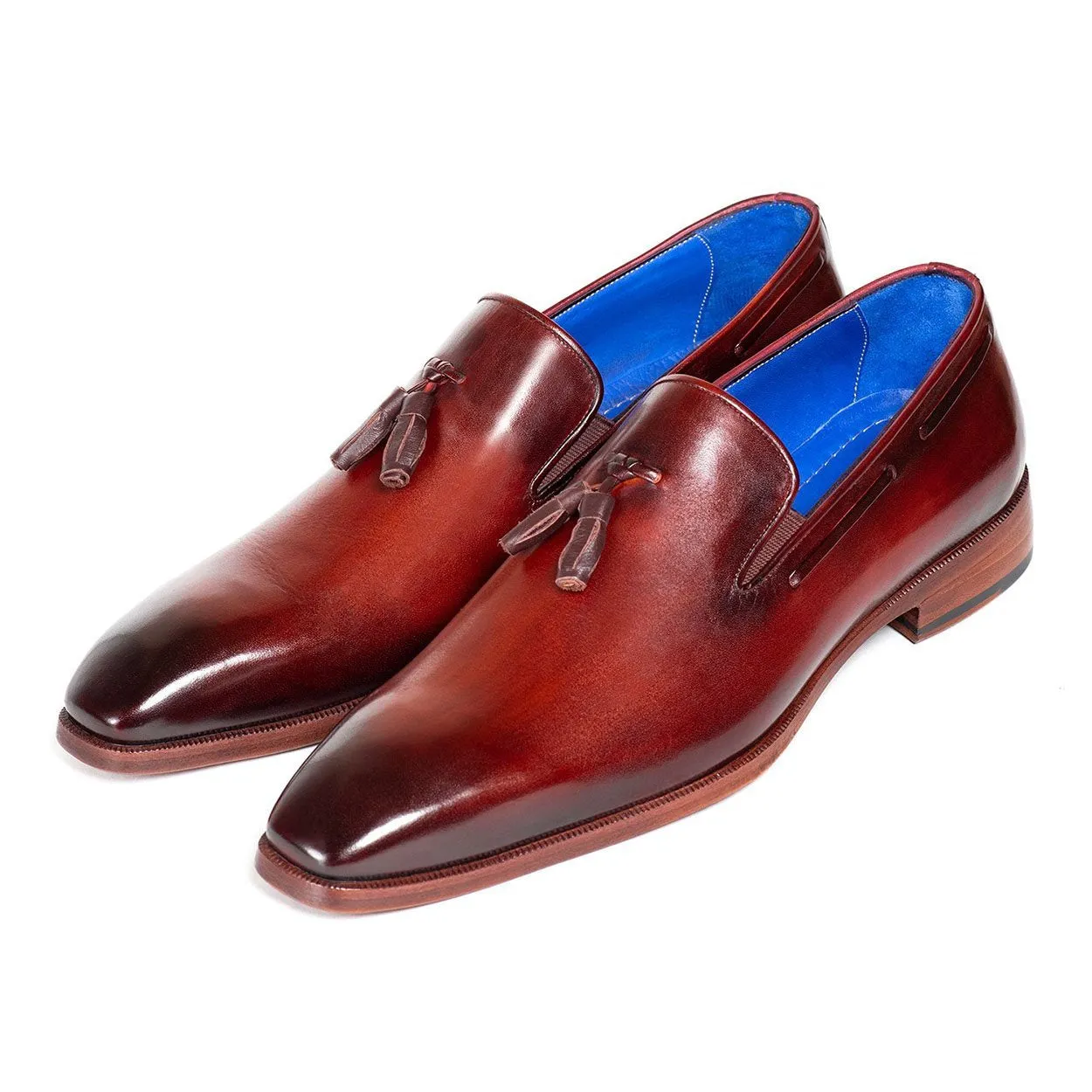 Paul Parkman 5141GBRW Men's Shoes Garnet Brown Calf-Skin Leather Tassels Loafers (PM6282)