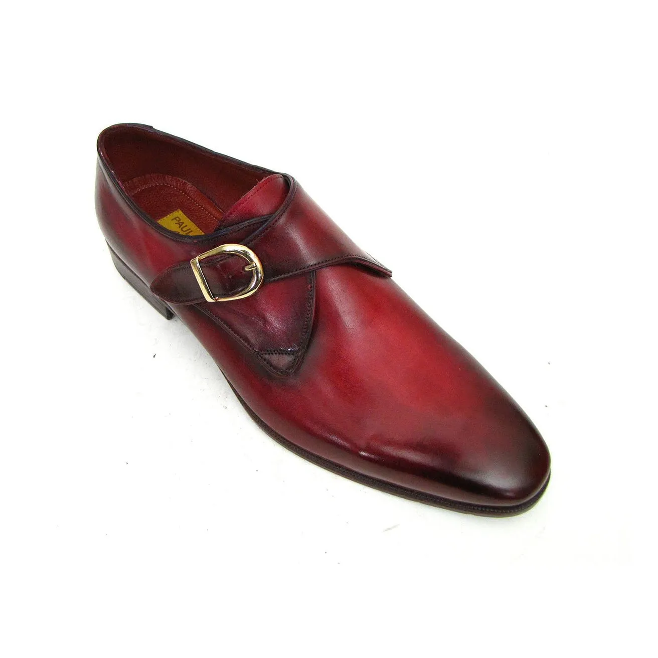 Paul Parkman DW984P Men's Shoes Burgundy Calf-Skin Leather Monk-Strap Loafers (PM6291)