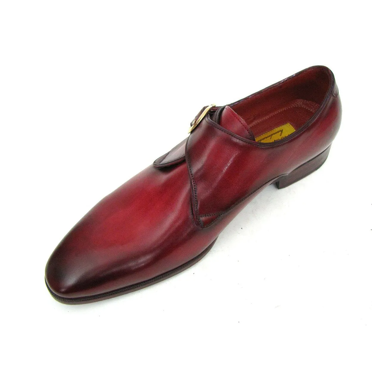 Paul Parkman DW984P Men's Shoes Burgundy Calf-Skin Leather Monk-Strap Loafers (PM6291)