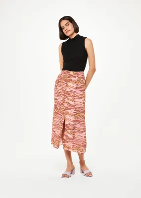 Pink Clouded Tiger Button Skirt