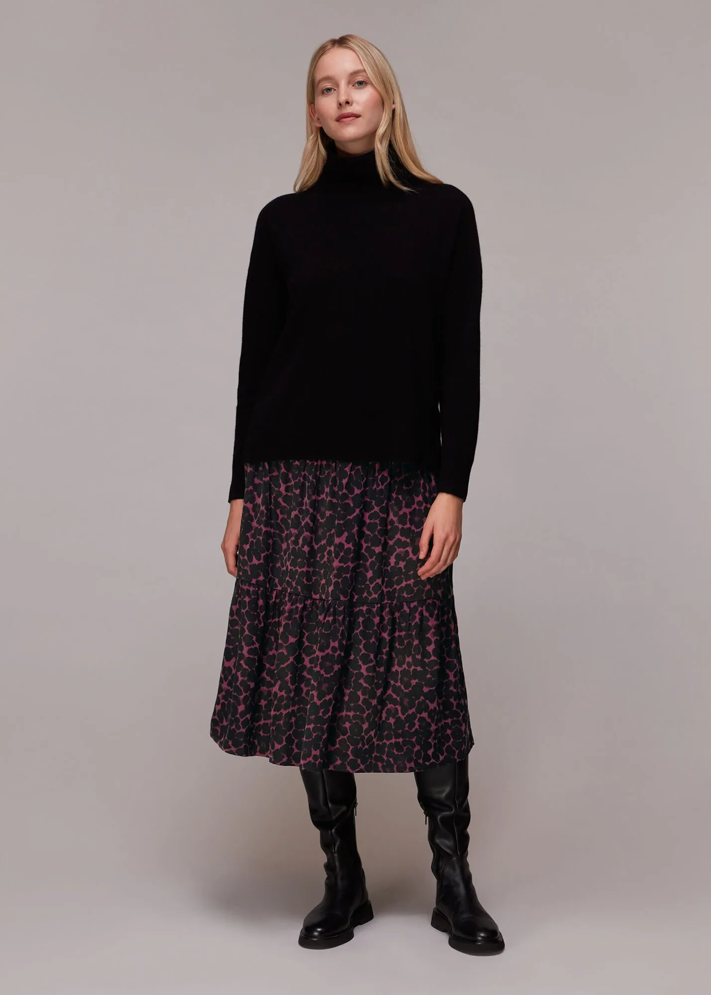 Pink Smudge Animal Tiered Skirt