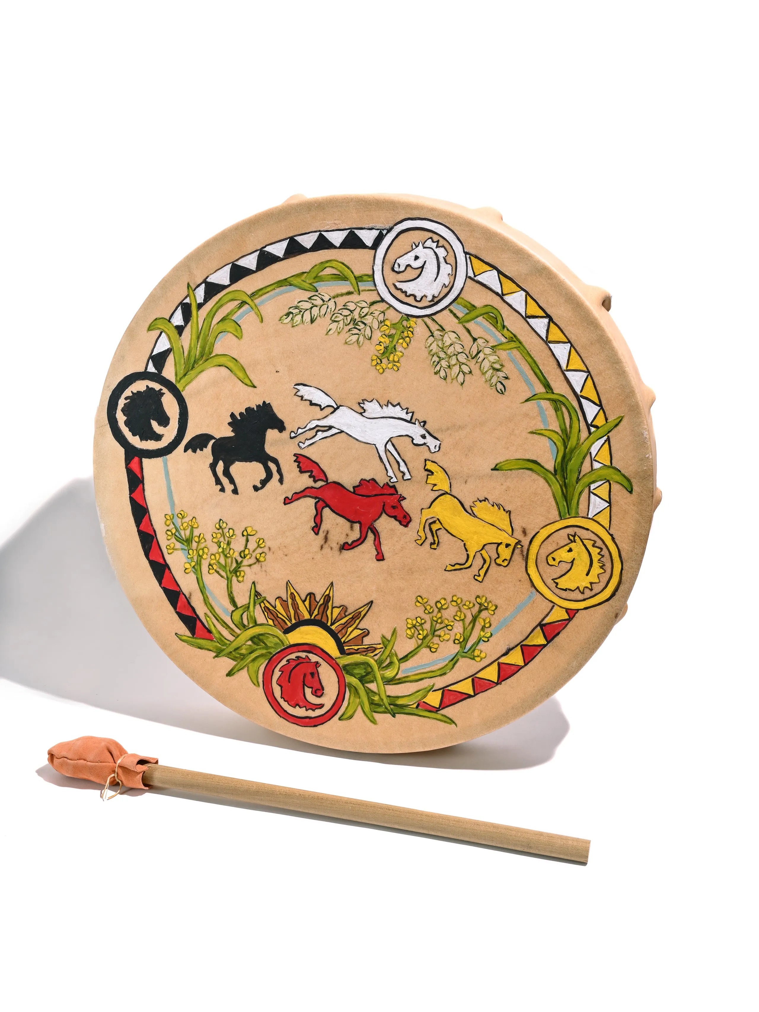 Plant Spirit Horses Buffalo Hide Drum