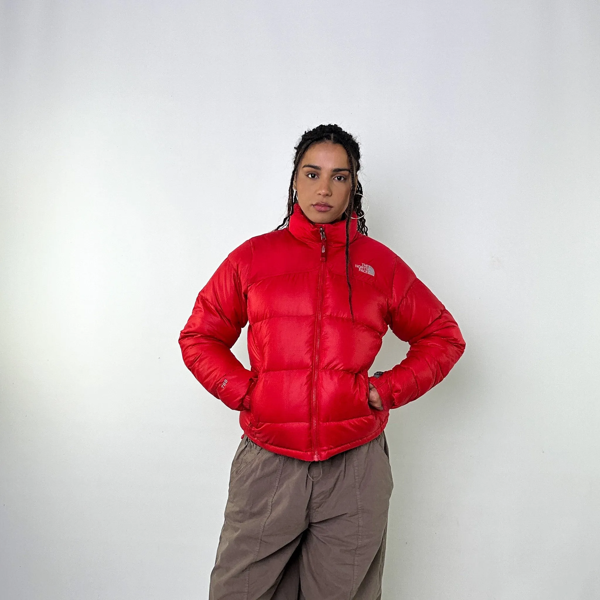 Red 90s The North Face 700 Series Puffer Jacket Coat (M)