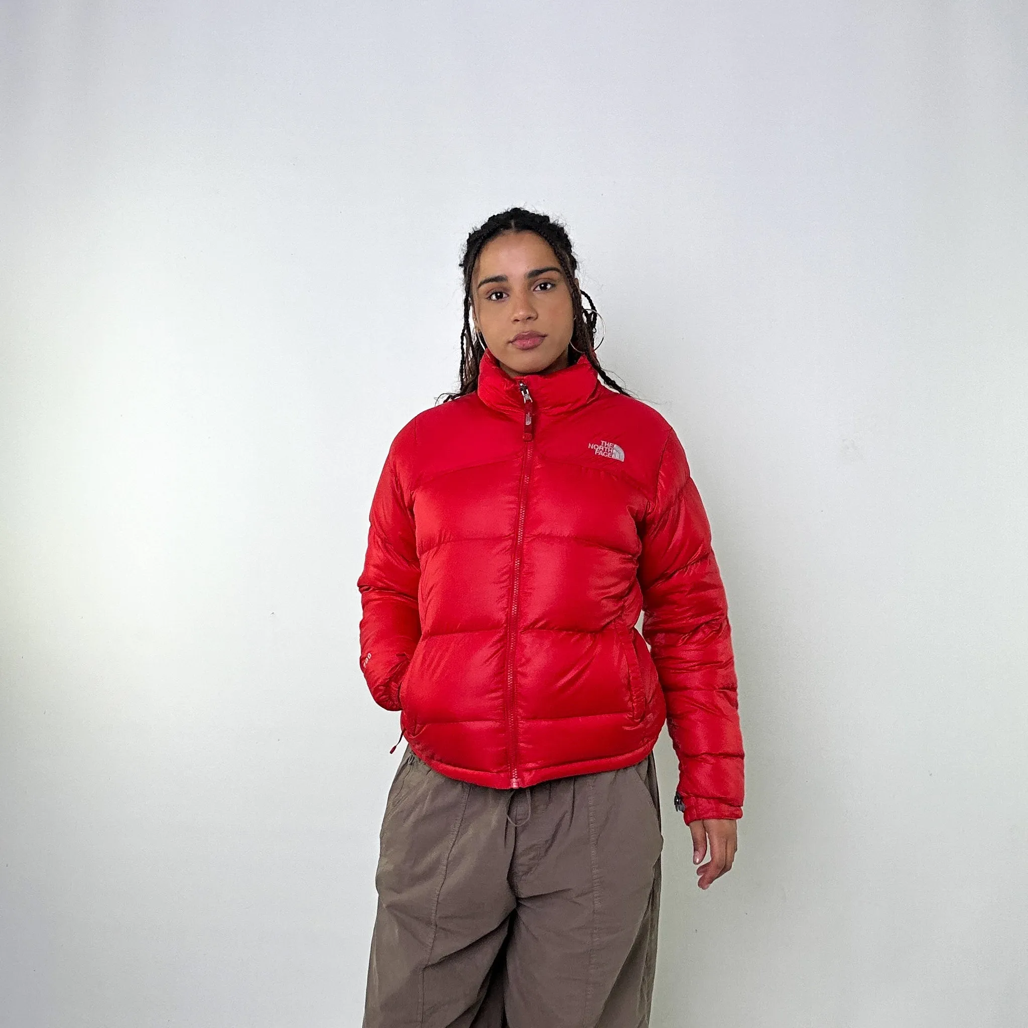 Red 90s The North Face 700 Series Puffer Jacket Coat (M)