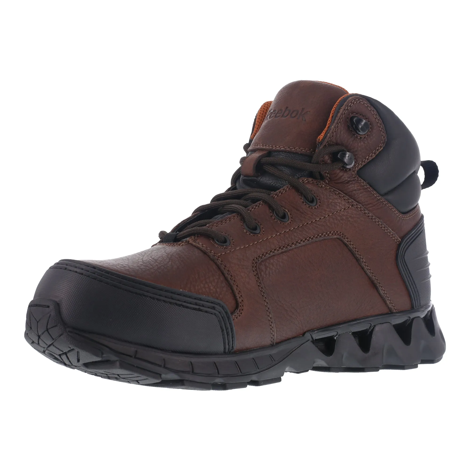 Reebok Mens Dark Brown Leather Work Boots ZigKick Carbon