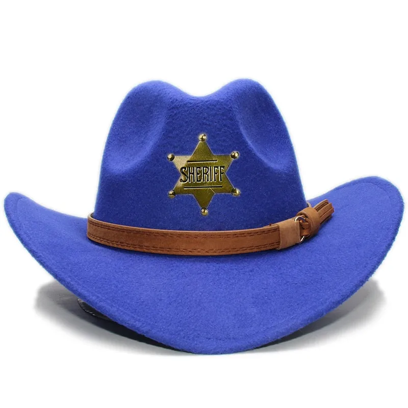 Retro Solid Casual Pattern Wide Brim Cowboy Hat for Men and Women