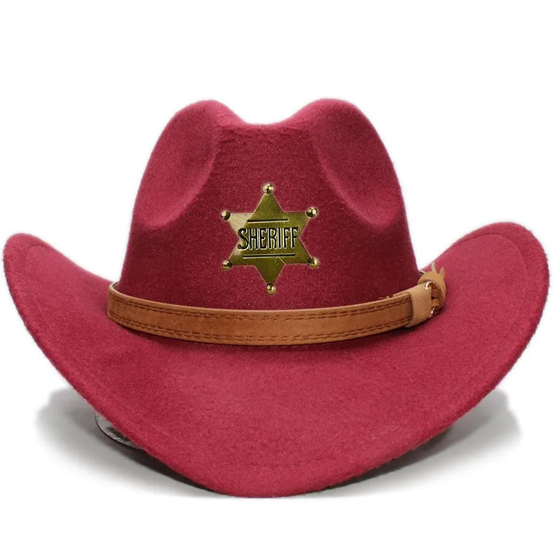 Retro Solid Casual Pattern Wide Brim Cowboy Hat for Men and Women