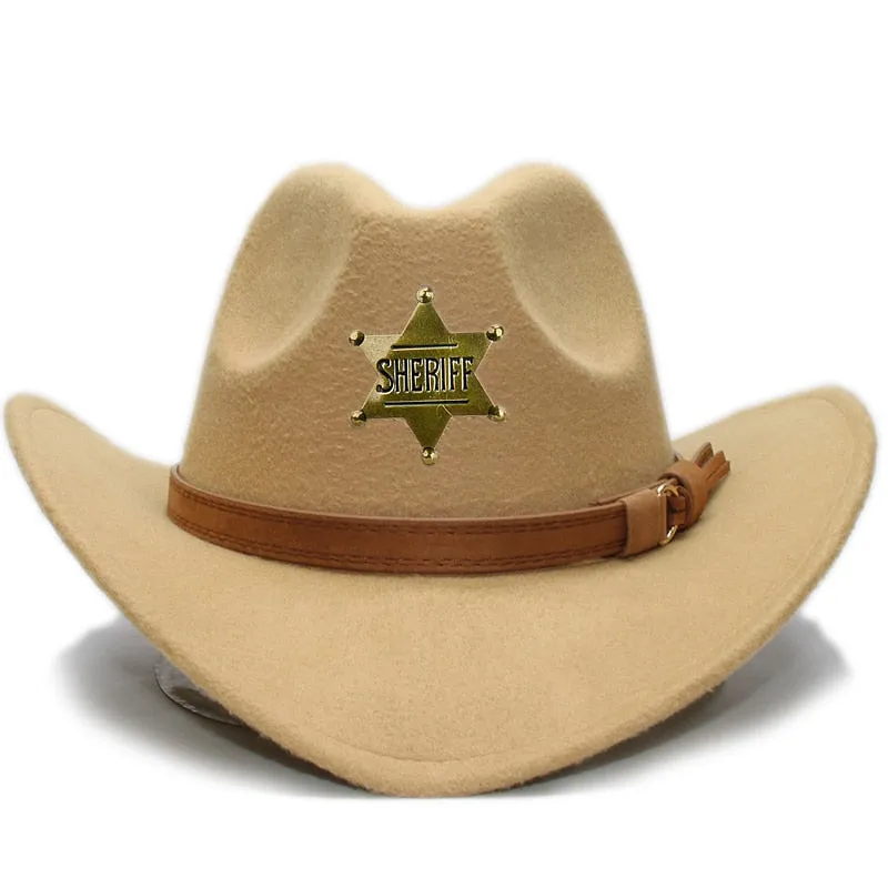 Retro Solid Casual Pattern Wide Brim Cowboy Hat for Men and Women