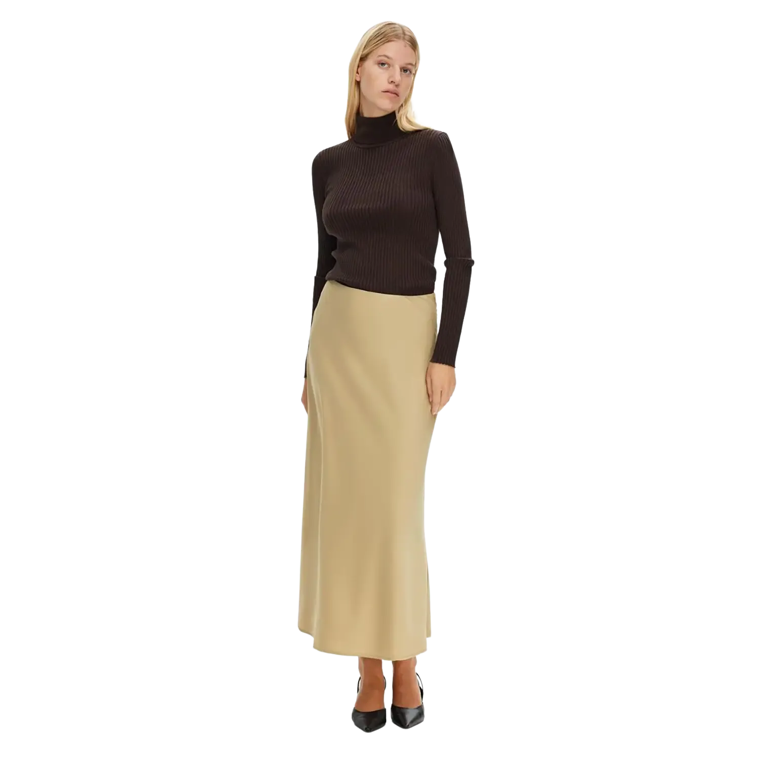 Selected Femme Satin Midi Skirt