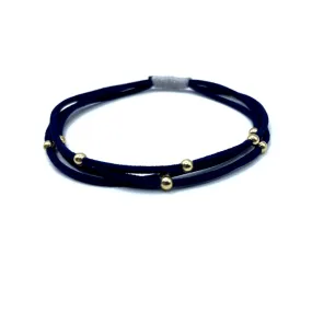 Single Water Pony 3mm Gold Waterproof Hair Band in Navy & Gray (#S16)