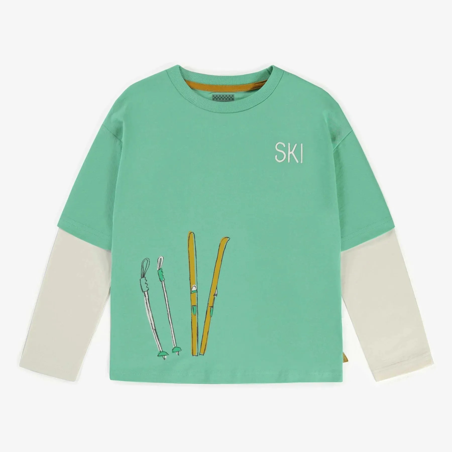 Souris Mini Turquoise T-Shirt  - Ski Illustration