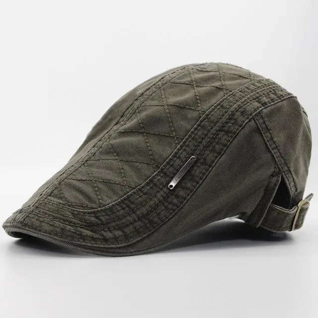 Spring Autumn Fashion Vintage Button Beret Hat Casual Visor Cap for Men