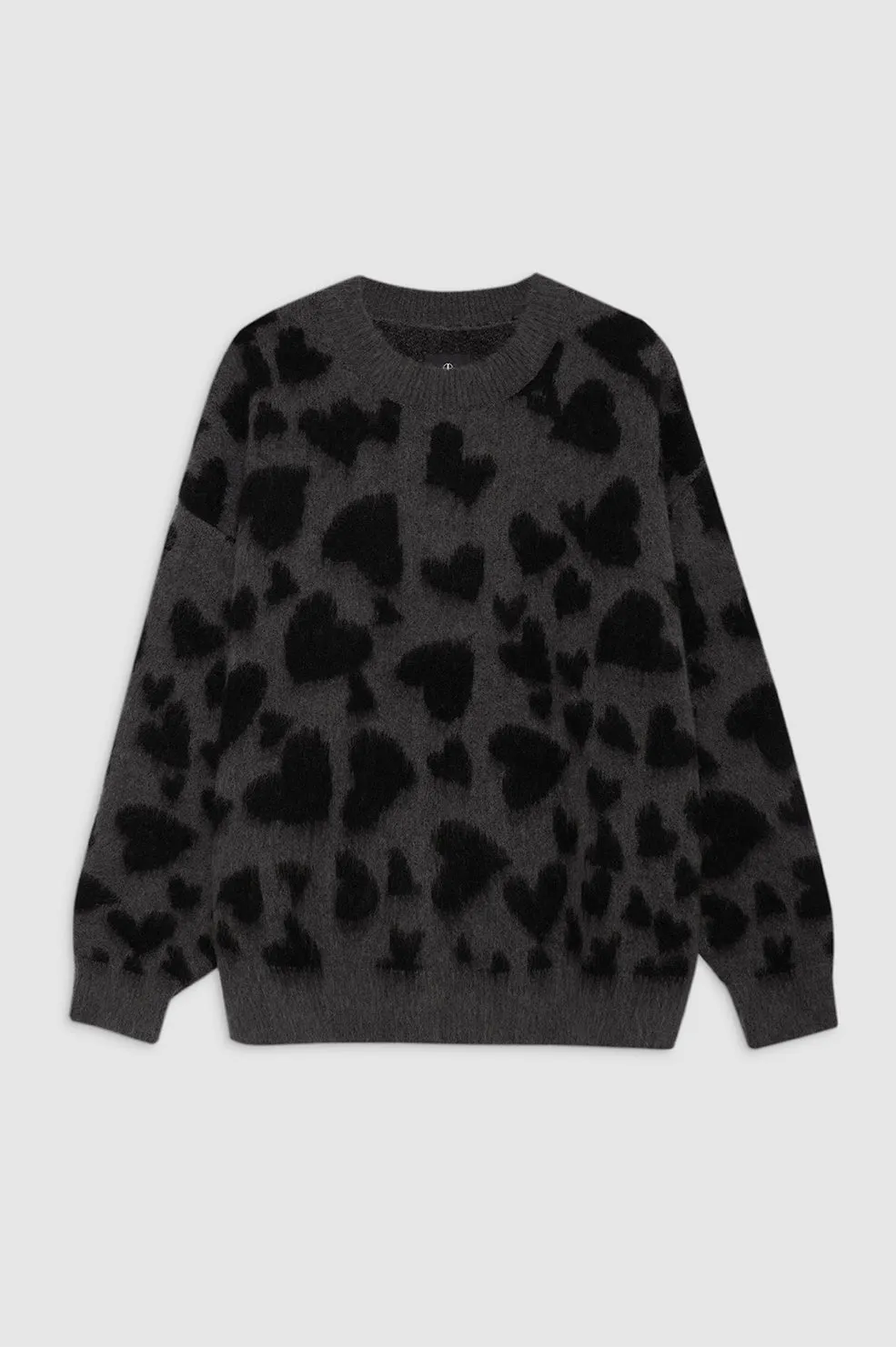 Sydney Crew Sweater - Black And Grey Heart