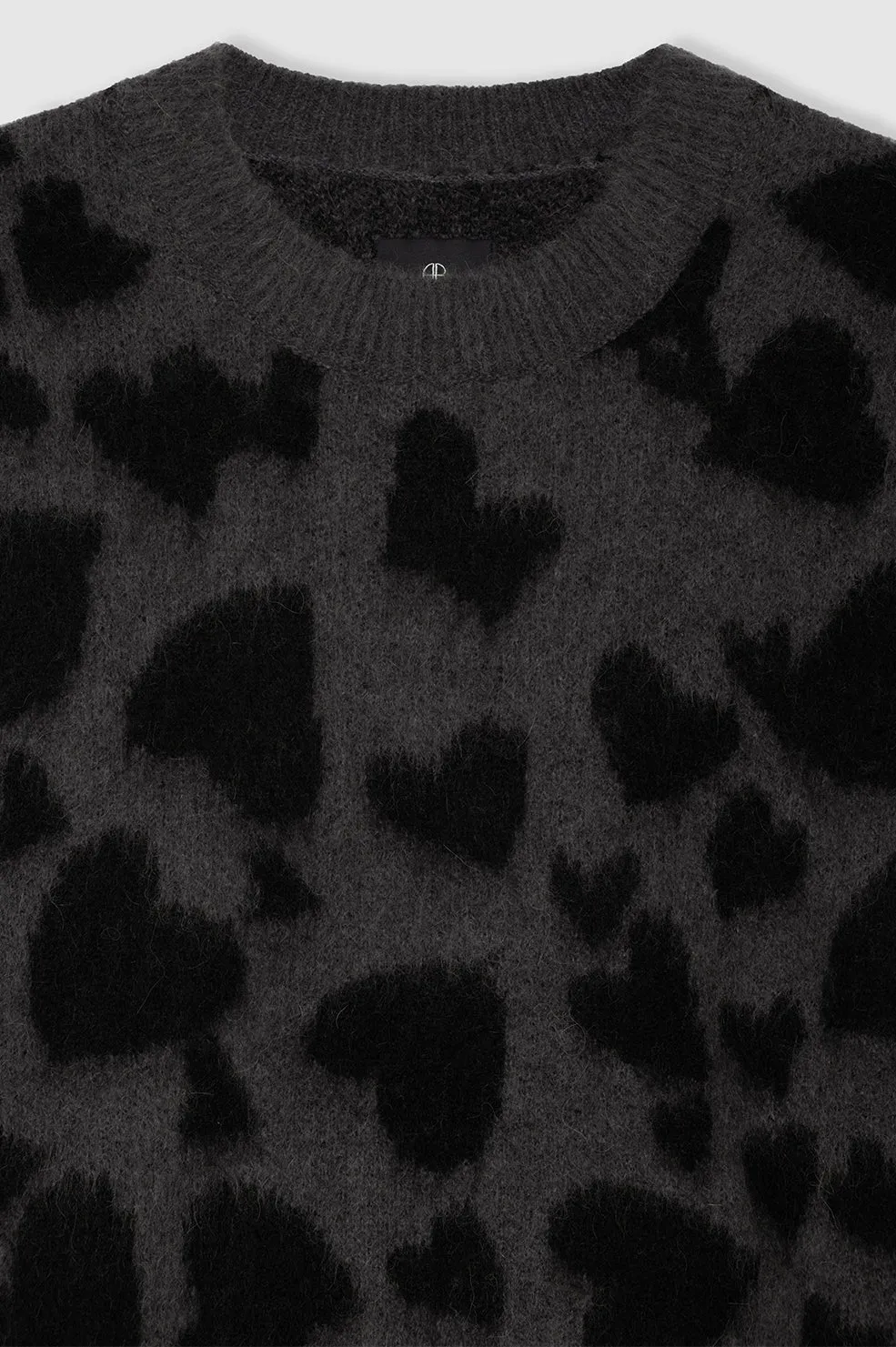 Sydney Crew Sweater - Black And Grey Heart