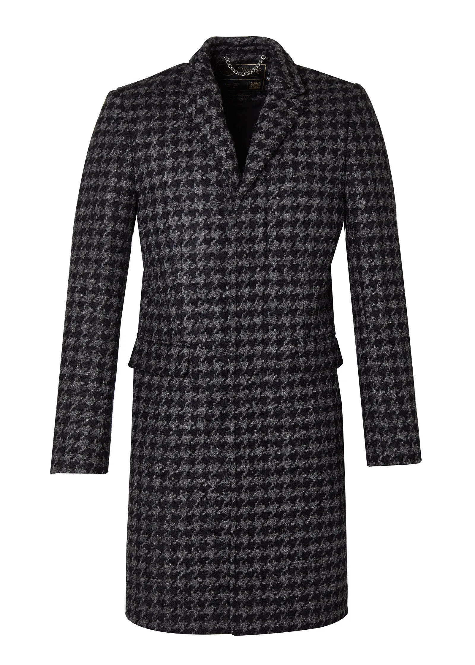 The Cheltenham Coat (Large Scale Charcoal Houndstooth)