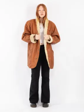 Vintage 80's Women Sheepskin Coat in Brown