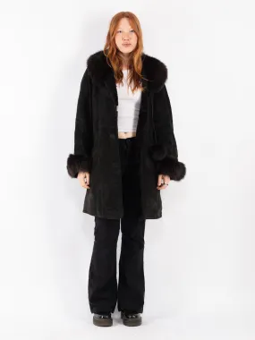 Vintage 90's Women Sheepskin Coat in Black