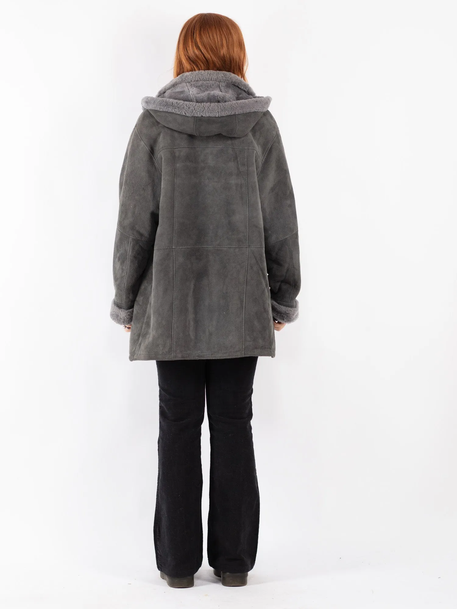 Vintage 90's Women Sheepskin Coat in Gray