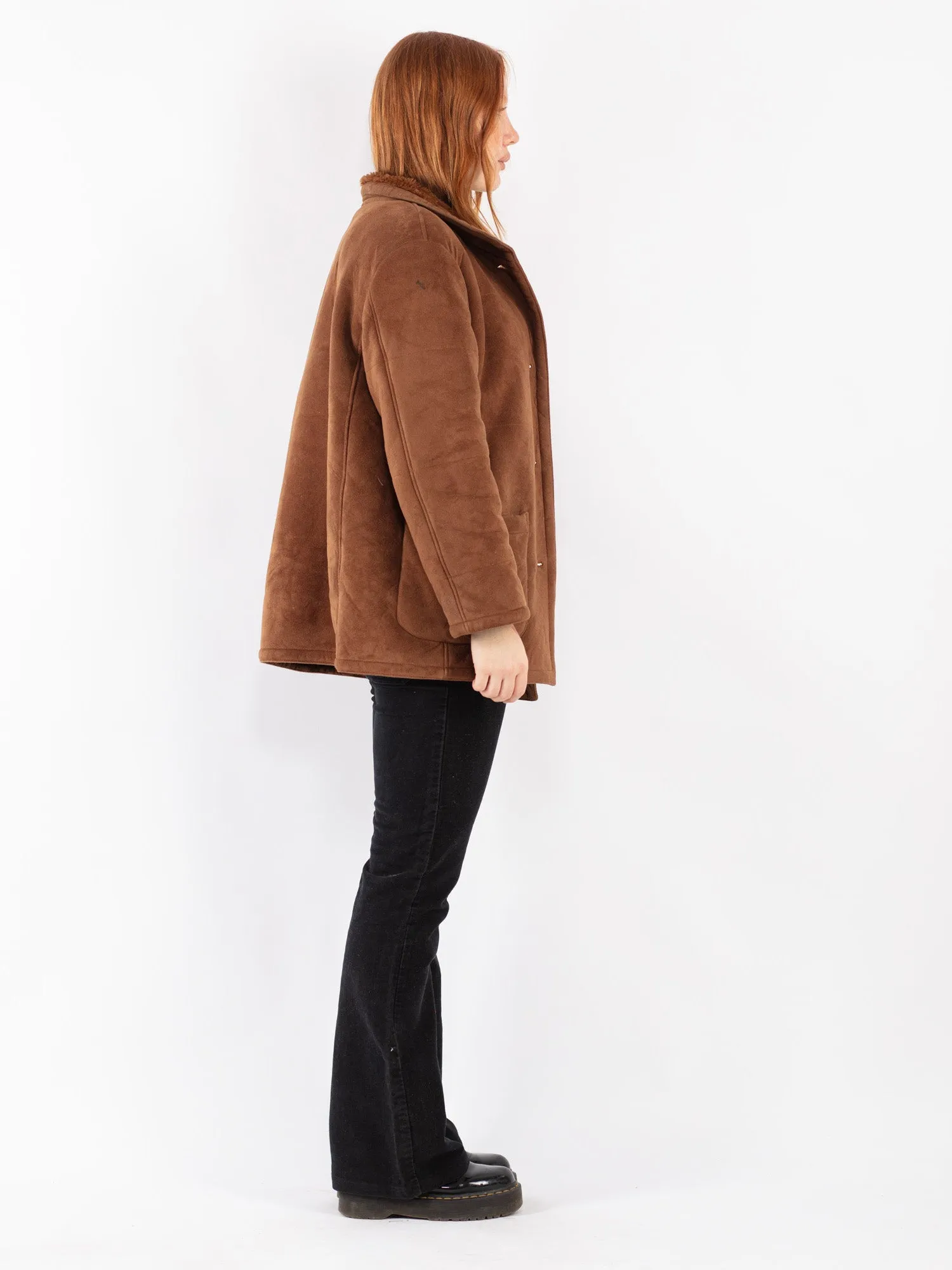 Vintage 90's Women Sherpa Coat in Brown