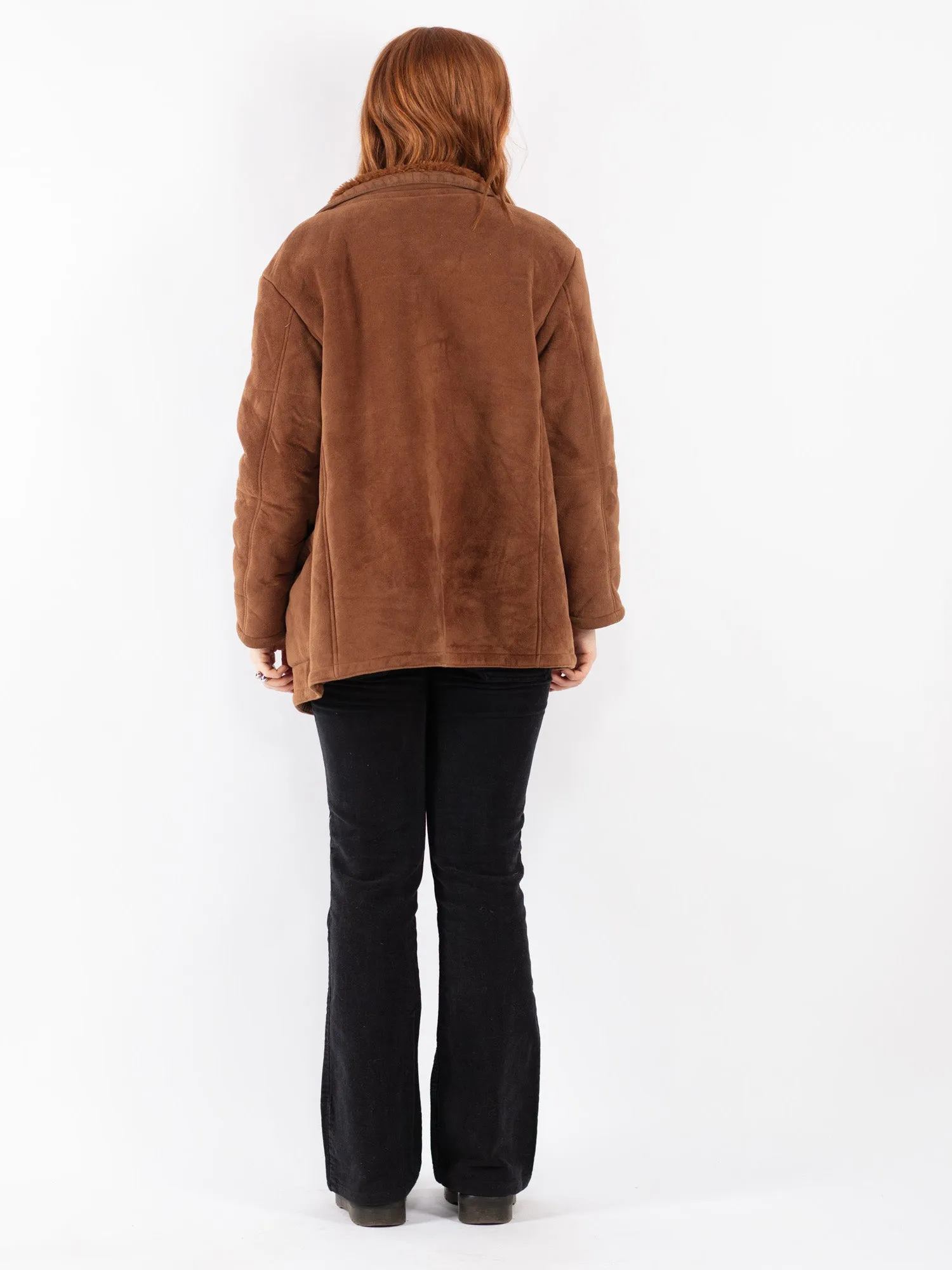 Vintage 90's Women Sherpa Coat in Brown