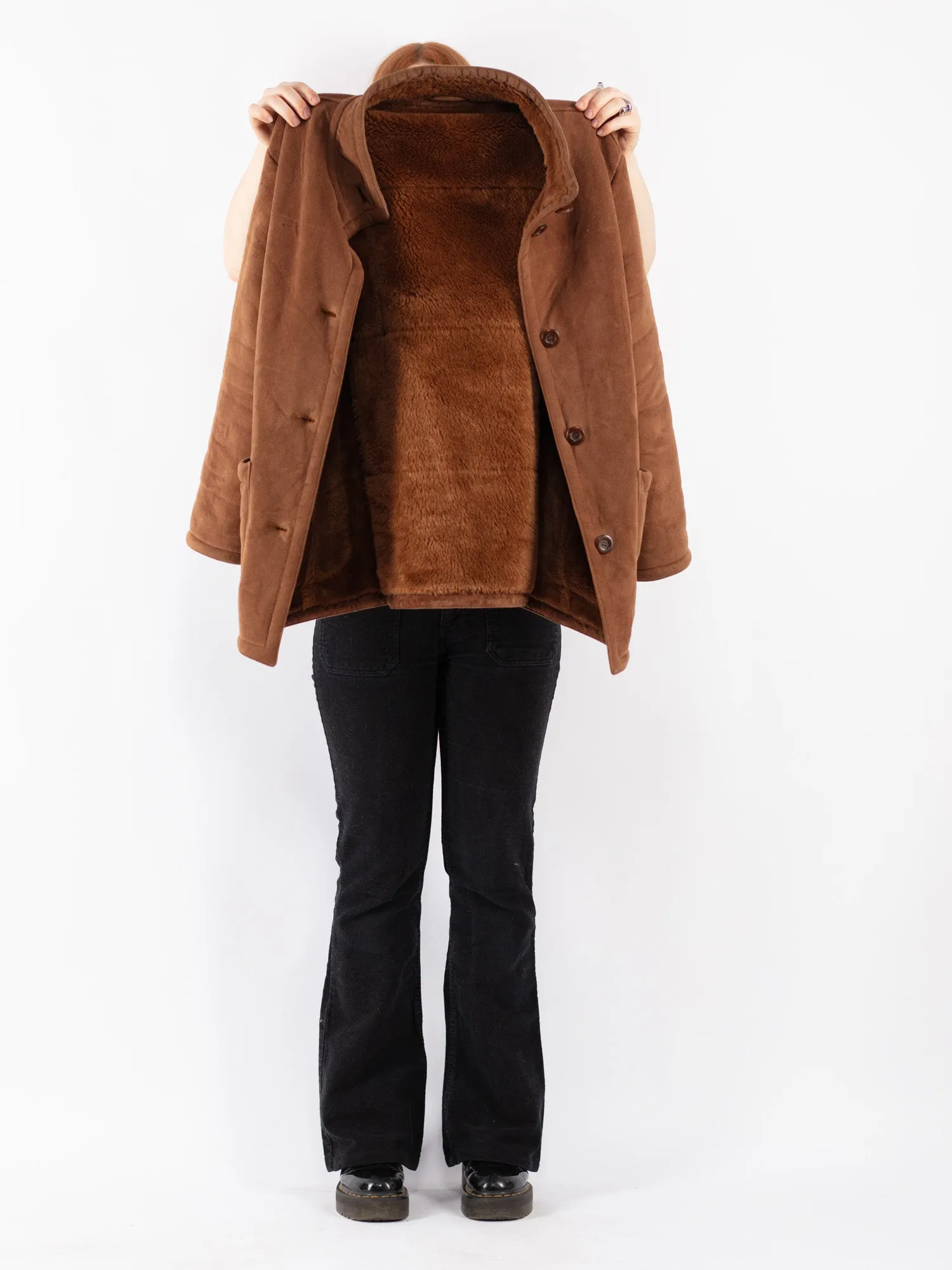 Vintage 90's Women Sherpa Coat in Brown