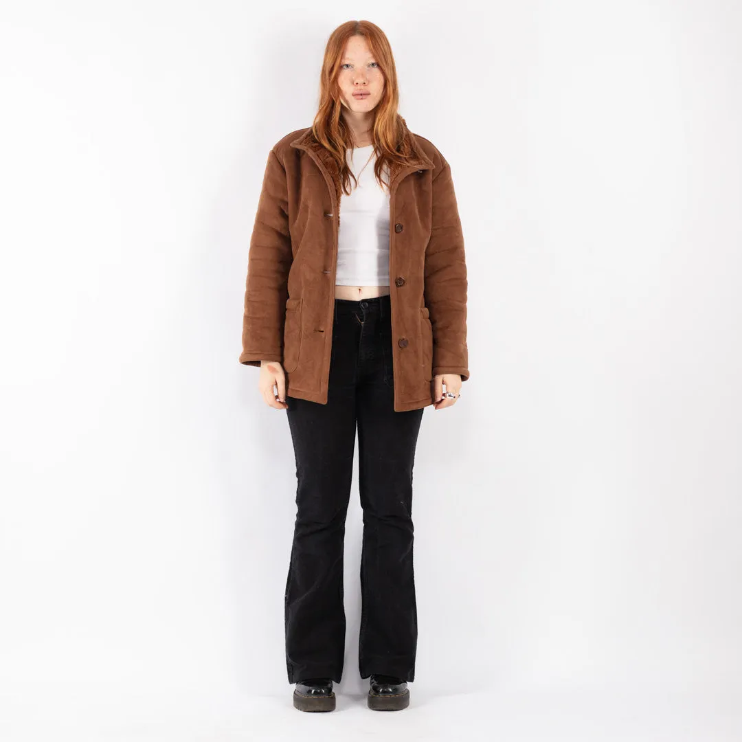 Vintage 90's Women Sherpa Coat in Brown