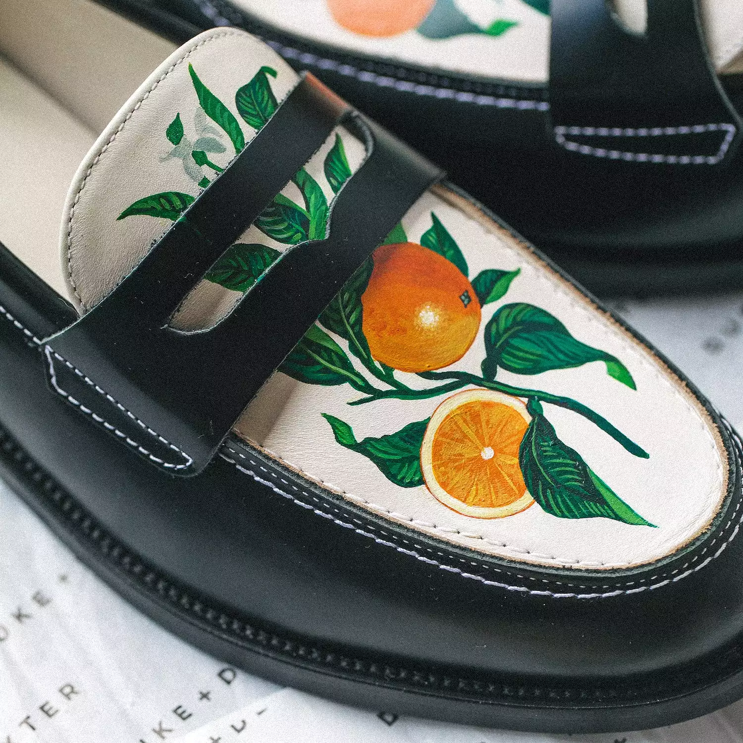 Wilde Hand-Painted Orange Penny Loafer - Women's