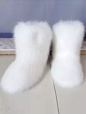 Winter Shoe Women's Winter Fluffy Faux Fox Fur Boots Woman Plush Warm Snow Boots Luxury Footwear Girls' Furry Fur Bottes Fashion