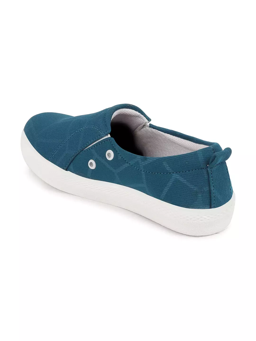 Women Blue Casual Canvas Slip-On Loafers