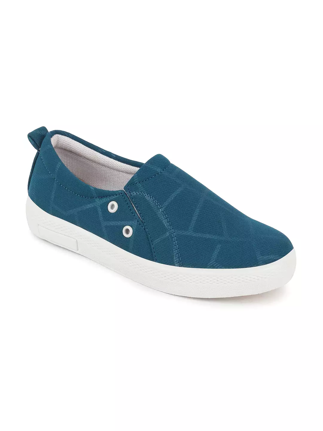 Women Blue Casual Canvas Slip-On Loafers