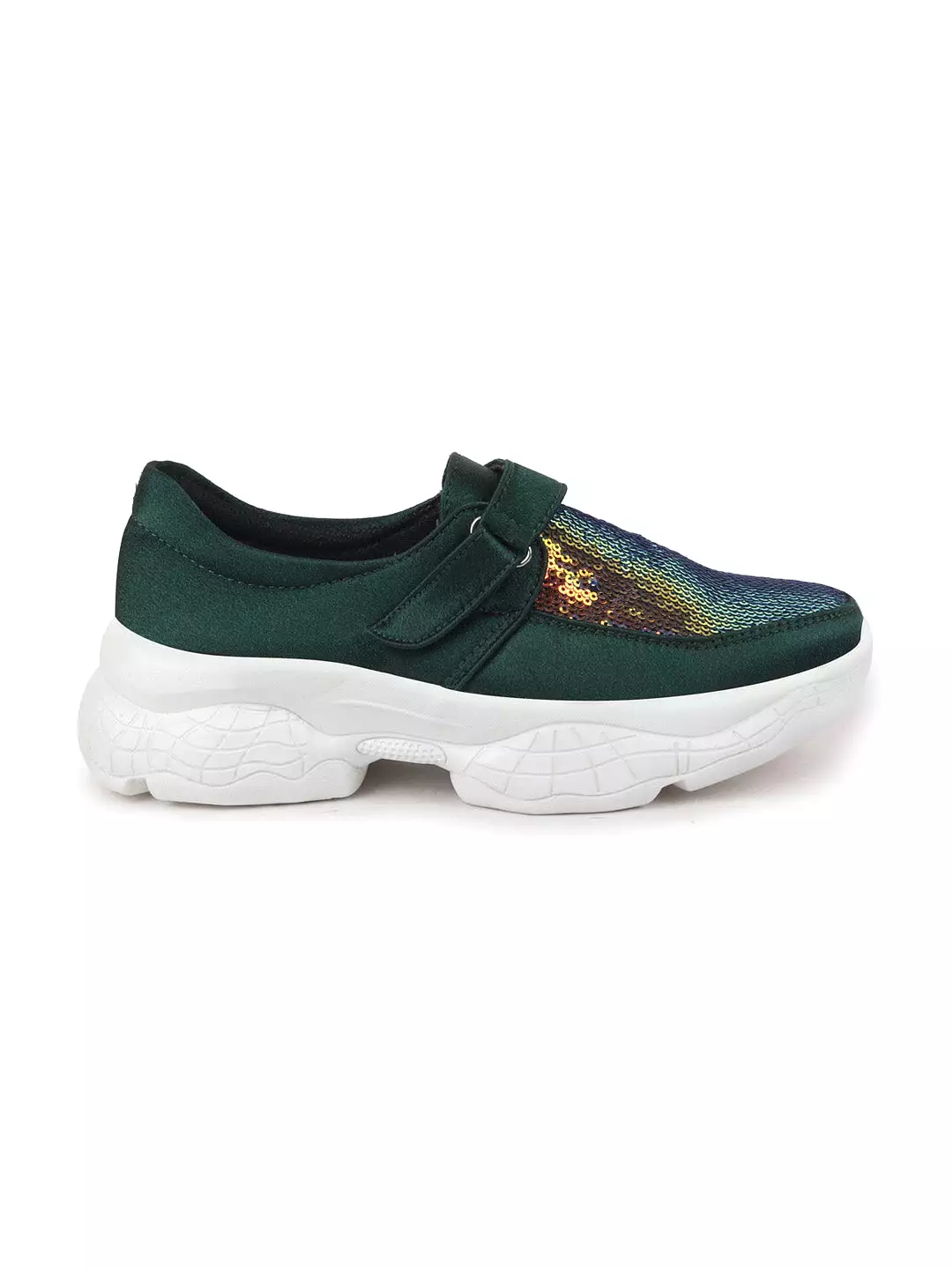 Women Green Stylish Slip On Sneakers