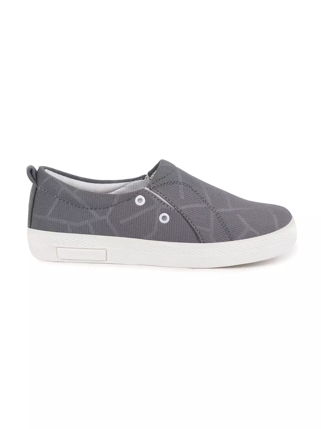 Women Grey Casual Canvas Slip-On Loafers